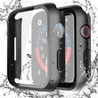 Tempered Glass+cover For Apple Watch Accessories 45mm 41mm 44mm Screen Protector Apple watch Case serie 9 4 5 6 SE 7 8 40mm 42mm
