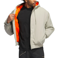 Adidas Shmoo Canvas JK 男款 灰綠色 運動 休閒 小精靈 拉鍊 口袋 連帽 外套 IX9021