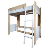 三呎濶原木色高架床 原木配白色