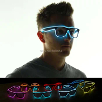 GZYUCHAO EL Light Up El Wire Led Flashing Glasses Halloween Rave Bar Eyeswear Accessory Sunglasses