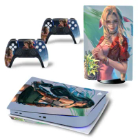 girls FF7Decal Cover for PS5 Console and 2 Controllers PS5 Skin Sticker PS5 disk digital edition Skin Sticker