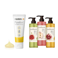 【Medela】Purelan2.0羊脂膏37g日本髮的食譜洗髮露組(蘋果生薑/奇異果清爽/蜂蜜石榴 任選)