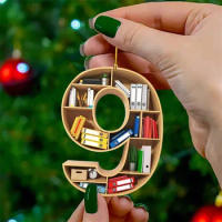 Book Lovers Number Shape Bookshelf Pendant Ornament Christmas Tree Decor Gifts Detailed Realistic Home Decor декор на стену