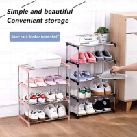 Simple Shoe Rack Iron Easy to Install Shoe Shelf Entryway Shoe Organizer Space Saver Home Dorm Small Shoe Cabinet