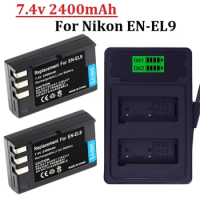 ENEL9 ENEL9a 2400mah battery + LED Dual Slot Charger for Nikon D40 D40X D60 D3000 D5000 EN-EL9 EN-EL9A Camera battery
