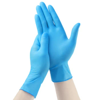 9 inch 100pcs 3.5g Blue Latex-Free Powder Free Disposable Examination Exam Nitrile Gloves