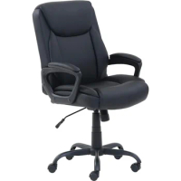 Classic Puresoft PU Padded Mid-Back Office Computer Desk Chair With Armrest 26"D X 23.75"W X 42"H Black Gaming Armchair