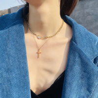 Kalung 2layar Salib Titanium