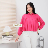 Kemeja Korean Style/ Dear Top Longsleeve Pleats Shirt/ Kemeja Wanita/ Blouse Wanita/ Kemeja Kantor/ 