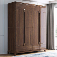 新中式虎斑木衣櫃全實木家用臥室現代簡約實木衣櫃衣櫥收納儲物櫃