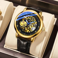 MG.ORKINA watches fully automatic belt fashion mechanical watch hollow waterproof luminous watch leather band Wristwatch