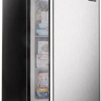 Upright freezer, 3.0 Cubic Feet, Single Door Compact Mini Freezer with Reversible Stainless Steel Door, Small freezer