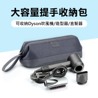 【BUBM】Dyson吹風機/造型器/直髮器副廠大容量提手收納包/化妝包(深灰色)