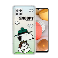 史努比/SNOOPY 正版授權 三星 Samsung Galaxy A42 5G 漸層彩繪空壓手機殼(郊遊)