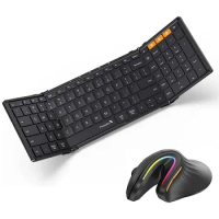 ProtoArc XK01 Folding Bluetooth Keyboard and EM11 RGB Ergonomic Vertical Mouse Combo