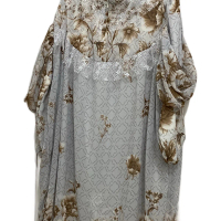 Gamis atasan motif bunga kombinasi kerah burkat+free hijab