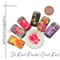 Set Karet Rambut Donat Kecil Anak Dengan Tabung Bahan Elastis / Kunciran Elastis Karet Kencang / Kar