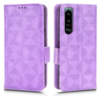 For Sony Xperia 5 III Leather Flip Stand Luxury Phone Case Sony Xperia 5 III Symmetrical Triangle Leather Strap Phone Case