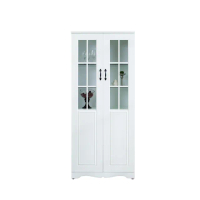 【南亞塑鋼】鄉村歐風2.7尺二開門格子窗展示櫃/書櫃/收納置物櫃(白色)