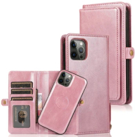 Removable Wallet Cards Wrist Strap Phone Case For Samsung Galaxy A72 A71 A52 A42 5G A70 A30 2 in 1 Leather Magnetic Flip Cover