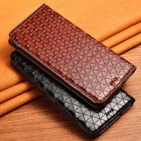 Genuine Leather Case for Vivo X30 X50 X50e X51 Pro Plus Rhombus Texture Cases Flip Cover