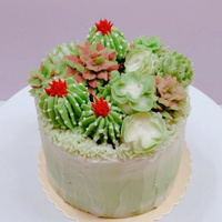 堅強的愛【6吋】 #韓式裱花 #抹茶紅豆戚風蛋糕