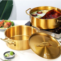 金色鴛鴦鍋火鍋專用鍋家用加厚復底電磁爐專用湯鍋涮鍋商用火鍋盆