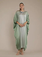 Personal Style Kaftan Maxi Dress Satin Wanita Butterfly Ombre Green Gradasi 8 Ombre Green