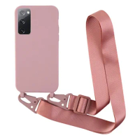 Crossbody Necklace Strap Lanyard Cord Case For Samsung Galaxy S24 S23 S22 S21 S20 FE Plus Note 20 Ultra Silicone Soft Back Cover