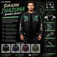 JAKET SUKAJAN INAZUMA PRIA | BOMBER SUKAJAN NAGA JEPANG | JAKET URBAND PREMIUM I A310 HITAM M