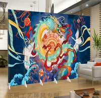 日式浮世繪屏風刺青龍紋和風小戶型客廳玄關隔斷墻招財貓折疊裝飾/屏風/擋風屏/隔斷屏/遮擋屏/折疊屏/玄關屏風/客廳屏風