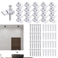 Mirror Clips Clear Mirror Holders For Walls 20 Sets Mirror Hanging Kit Mounting Hardware For Fixing Glass Cabinet Doors Windows