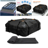 420D Waterproof Car Roof Bag Carrier Universal Luggage Bag Storage Cube Bag for Travel Camping Luggage Storage Box+ Non-slip mat