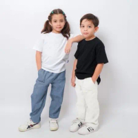AWESOMEKIDS 2-10 th Groovy Pants Celana Chino Basic Panjang Anak Denim Laki Perempuan Putih Cream