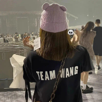 Kemeja-T Wang Jiaer Lengan Pendek, TEAM WANG Lelaki, Reka Bentuk Sama seperti Wang Jiaer, Huruf Tiga