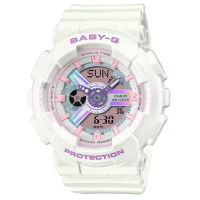 CASIO卡西歐 BABY-G 迷人光芒 珠光色雙顯錶款 白 BA-110FH-7A_43.4mm