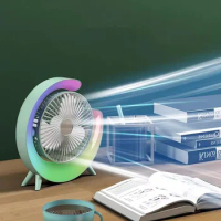 Mini Portable Fan Rotatable Fan with LED Adjustable Colourful Fan Home Office Bedroom Summer USB Rechargeable Desk Fan