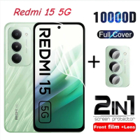 2in1 ฟิล์มไฮโดรเจลแบบนิ่มด้านหน้าและฟิล์มเลนส์ HD ใส ปกเต็ม เหมาะสำหรับ Redmi 15 5G, Redmi 15C 2025,