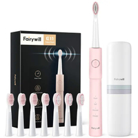 (ในงาน) Fairywill โซนิคแปรงสีฟันไฟฟ้า E11กันน้ำ USB ค่าใช้จ่ายแบบชาร์จแปรงสีฟันไฟฟ้า8แปรงเปลี่ยนหัวผู้ใหญ่ (ติดต่อลูกค้า)