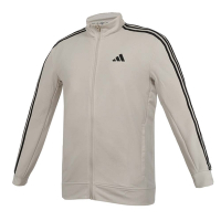 ADIDAS 男立領運動外套-吸濕排汗 涼感 上衣 運動 休閒 慢跑 JD0165 淺奶茶黑