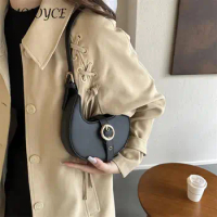 Women Shoulder Bag Crossbody Bag Adjustable Strap Crescent Solid Handbag