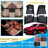 Car Accesories For Mazda CX-5 CX5 CX 5 KF 2017~2024 LHD Floor Mat Waterproof Leather Panel Liner Carpet Custom Foot Part Sticker