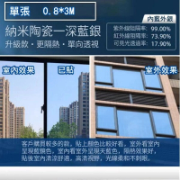 (0.8*3M)自粘隔熱膜 防曬玻璃貼紙 窗紗 遮陽貼膜(納米陶瓷層-深藍銀) 
