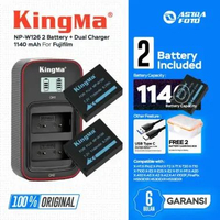 Kingma NP-W126 2 Battery + Dual Charger with LCD For Fujifilm XT100 XA3 XA5 XA10 XA20 XT200 XA7 DLL