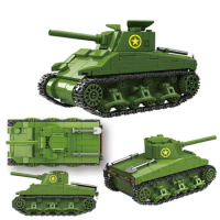 World War 2 WW2 Army Military Soldiers SWAT M4 Sherman Tank Model DIY Educational Building Blocks Bricks Children'S Toys Gift