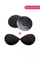 Kiss &amp; Tell Briana Strapless Seamless Nubra and Nipple Cover Pads Round Stick On Nubra in Black