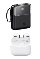 EGLANTINE 超值優惠 - 5s PRO MINI 無線耳機 - 白色 + 多插頭 120W / 30000mAh 快速充電行動電源 - 黑色
