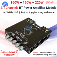 ZK-HT21/ZK-TB21 160WX2+220W TDA7498E 2.1 Channel Bluetooth Digital Power Amplifier Module DC15-36V High and Low Tone Subwoofer