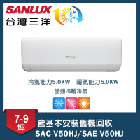 【SANLUX 台灣三洋】7-9坪變頻一對一速捷淨(SAC-V50HJ/SAE-V50HJ)