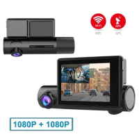 3.0 inch touch screen Car Dash Cam DVR with GPS WIFI Night Vision Dual Lens Dashcam for shared car and taxi dash cam gps wifi